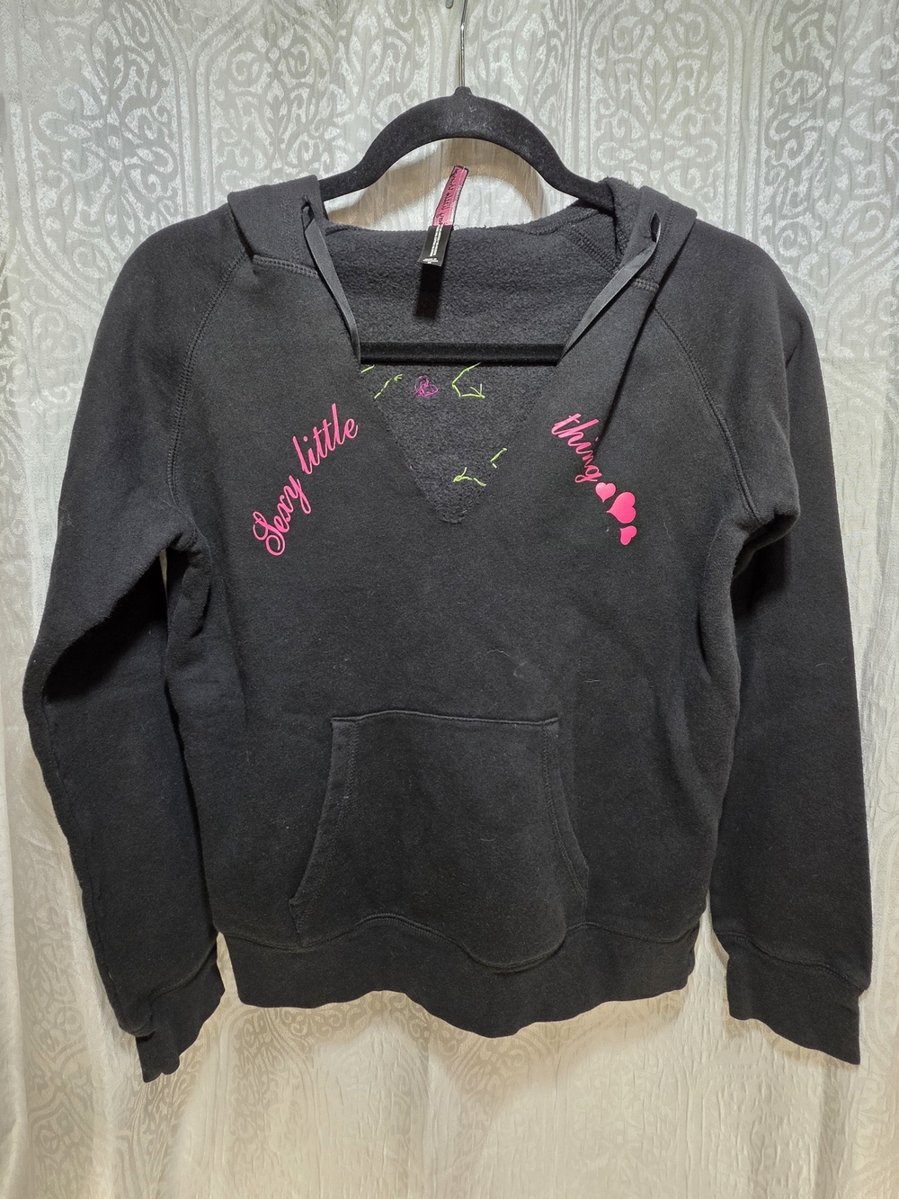 Rare Vintage Victoria's Secret Sexy Little Things Black Sequin Pullover Hoodie S